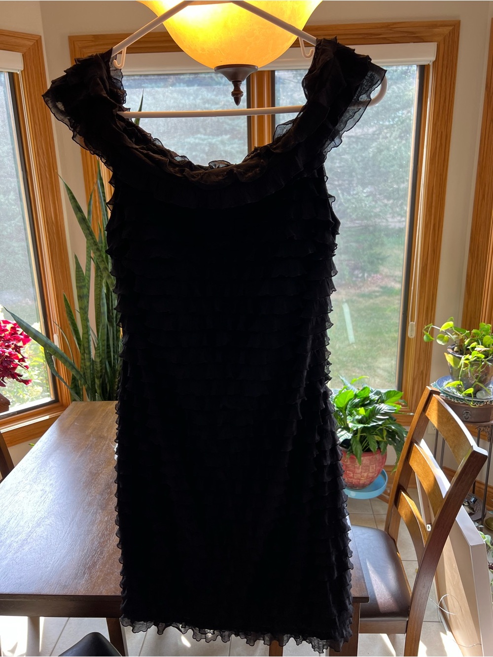 White House Black Market Black Ruffled Dress
